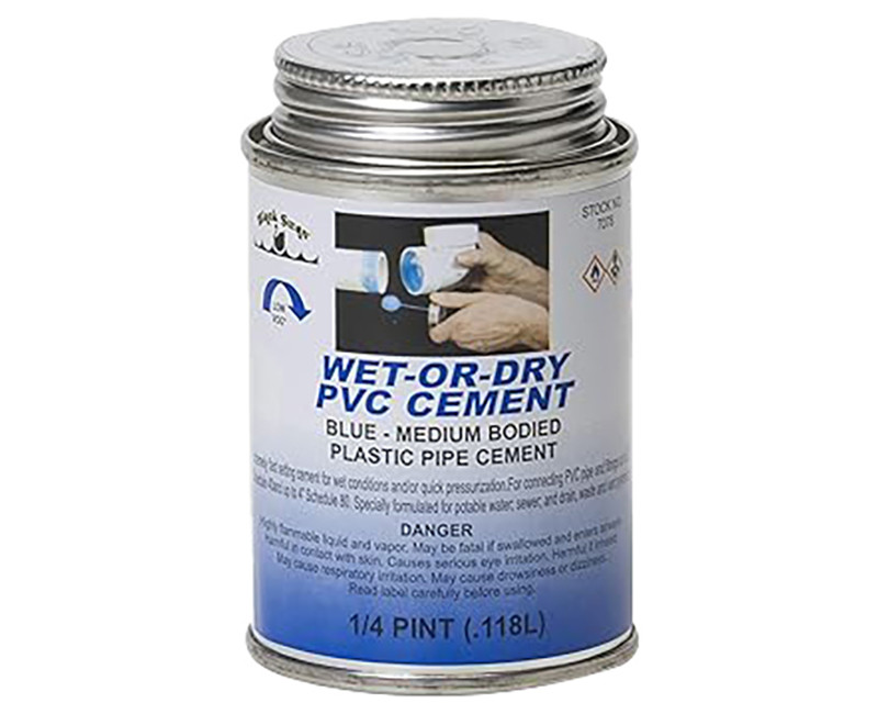 Wet-Or-Dry PVC Cement (Blue), Medium Bodied, 4 oz.