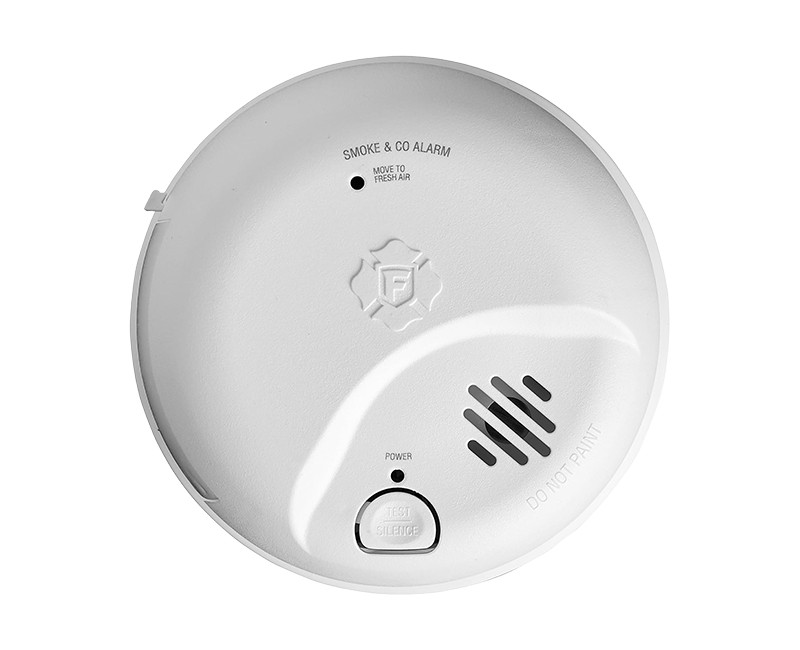 HARDWIRED COMBO SMOKE & CO ALARM WITH REPLACEABLE 9V ALKALINE BATTERY BACKUP, SILENCE AND LATCHING FEATURES. INCLUDES IONIZATION SMOKE SENSING TECHNOLOGY, ELECTROCHEMICAL CARBON MONOXIDE SENSOR